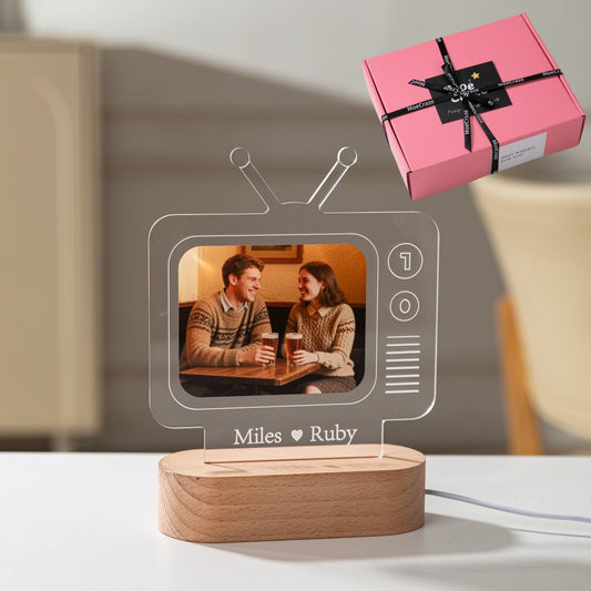 Custom Retro TV Acrylic Photo Lamp | Personalized LED Gift with Name & Picture - MoeCraze