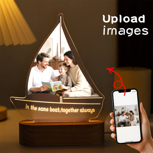 Custom Sailboat Photo LED Light – Multi - Color Lamp with “Together Always” Quote - MoeCraze