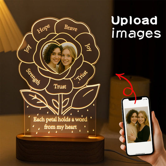 Personalized Flower LED Night Light with Photo – Meaningful Gift of Trust, Joy & Love - MoeCraze