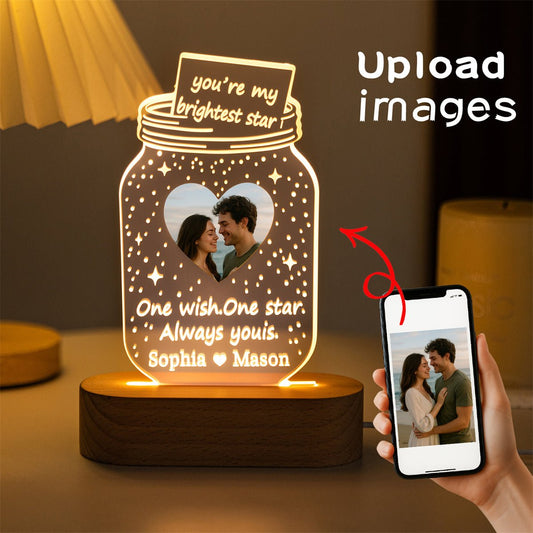 Personalized Star Jar Acrylic LED Light – Custom Photo Romantic Gift for Couples - MoeCraze