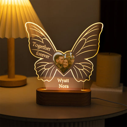 Butterfly Heart Photo Light – Personalized LED Lamp for Couples - MoeCraze
