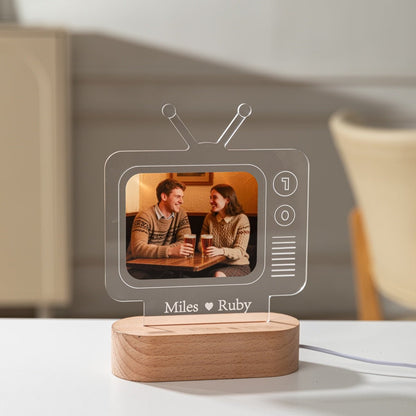 Custom Retro TV Acrylic Photo Lamp | Personalized LED Gift with Name & Picture - MoeCraze