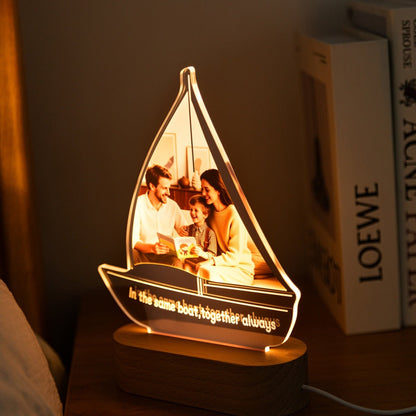 Custom Sailboat Photo LED Light – Multi - Color Lamp with “Together Always” Quote - MoeCraze