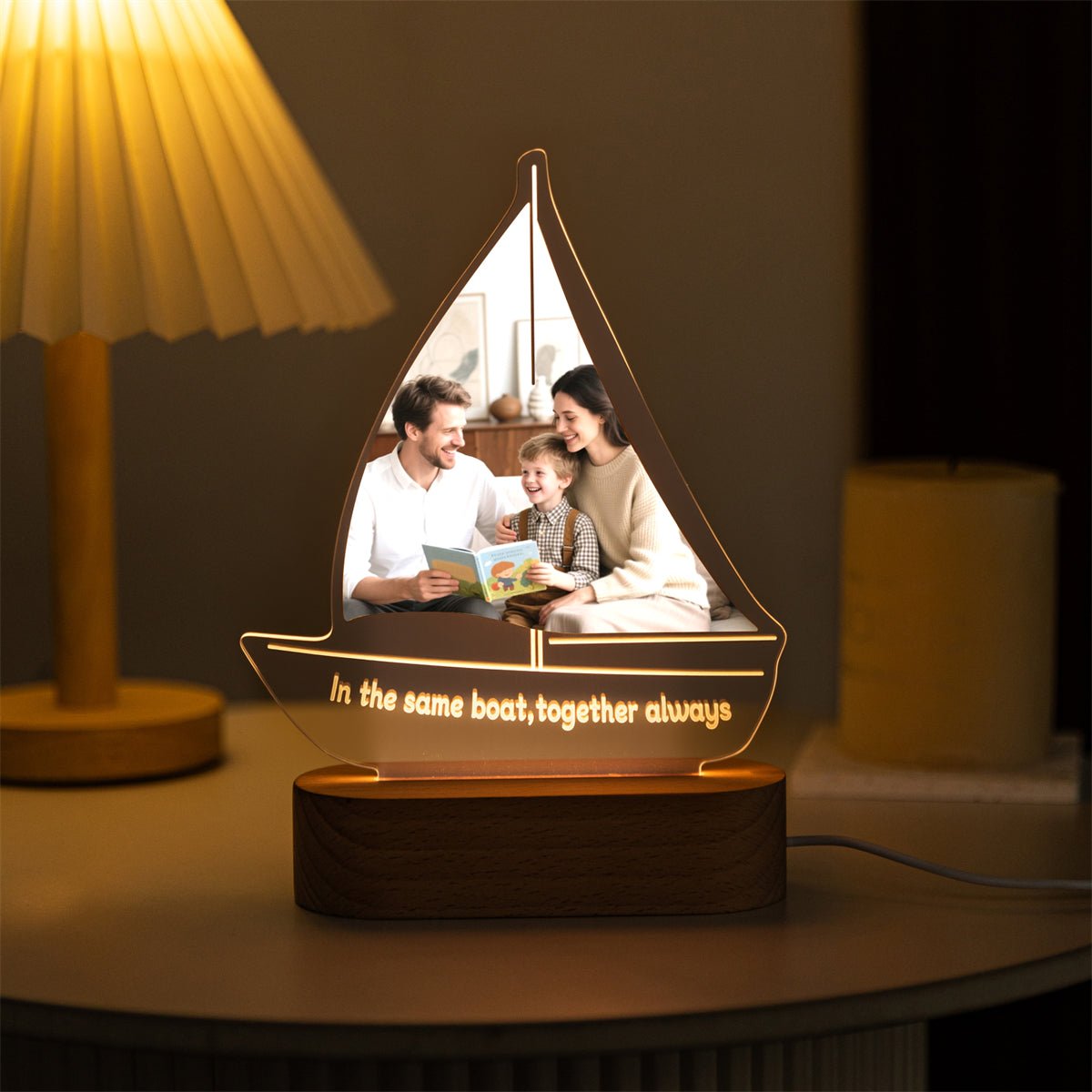 Custom Sailboat Photo LED Light – Multi - Color Lamp with “Together Always” Quote - MoeCraze