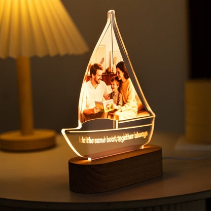 Custom Sailboat Photo LED Light – Multi - Color Lamp with “Together Always” Quote - MoeCraze