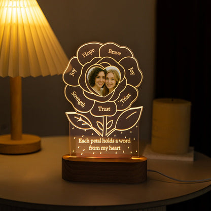 Personalized Flower LED Night Light with Photo – Meaningful Gift of Trust, Joy & Love - MoeCraze