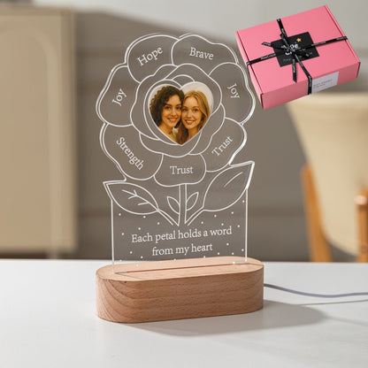 Personalized Flower LED Night Light with Photo – Meaningful Gift of Trust, Joy & Love - MoeCraze