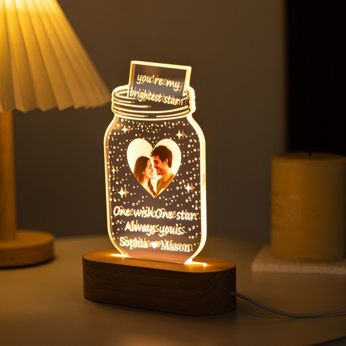 Personalized Star Jar Acrylic LED Light – Custom Photo Romantic Gift for Couples - MoeCraze