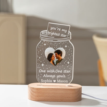 Personalized Star Jar Acrylic LED Light – Custom Photo Romantic Gift for Couples - MoeCraze