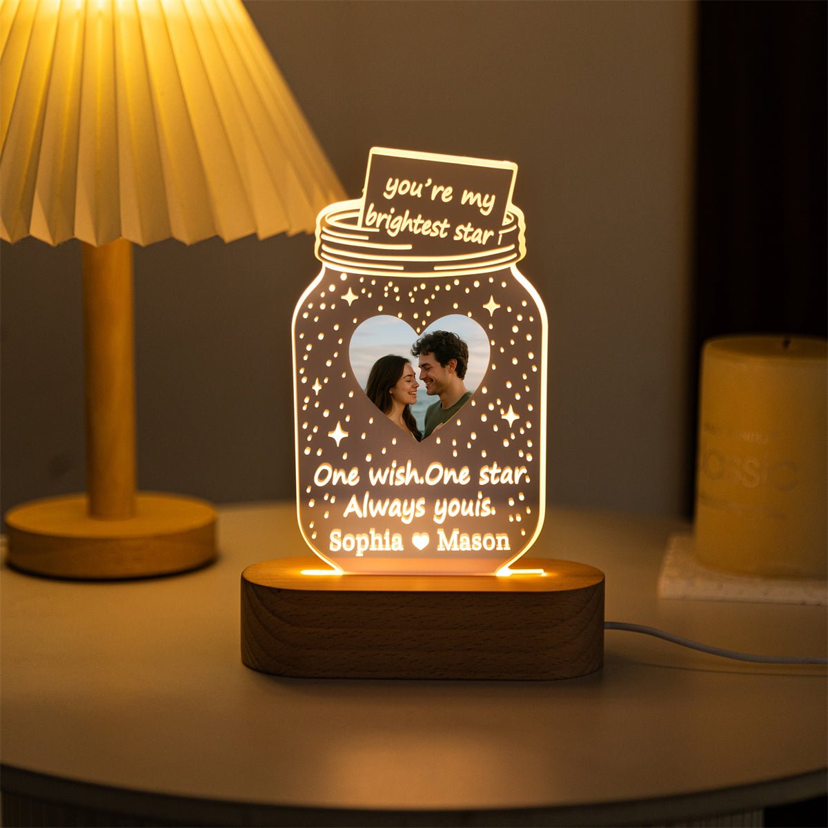 Personalized Star Jar Acrylic LED Light – Custom Photo Romantic Gift for Couples - MoeCraze