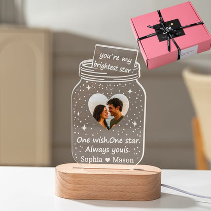 Personalized Star Jar Acrylic LED Light – Custom Photo Romantic Gift for Couples - MoeCraze